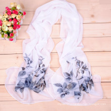 Fashion new arrival plain weave printed silk scarves ladies chiffon scarf